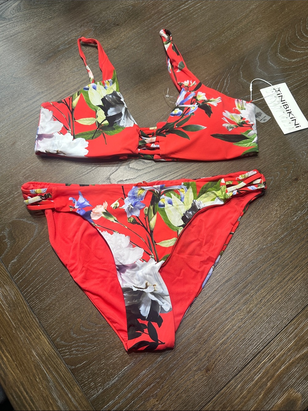 TiniBikini White and Gold Logo Swimwear Tag